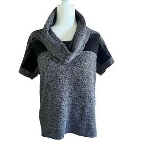CJ Banks Gray Black Cowl Neck Short Sleeve Sweater  XL‎ (J393)